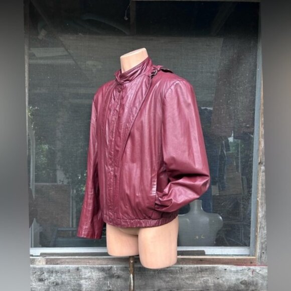 Vintage Retro 80s Leather Loft Oxblood Leather Cafe Racer Bomber Club Jacket~44~ - Picture 4 of 9
